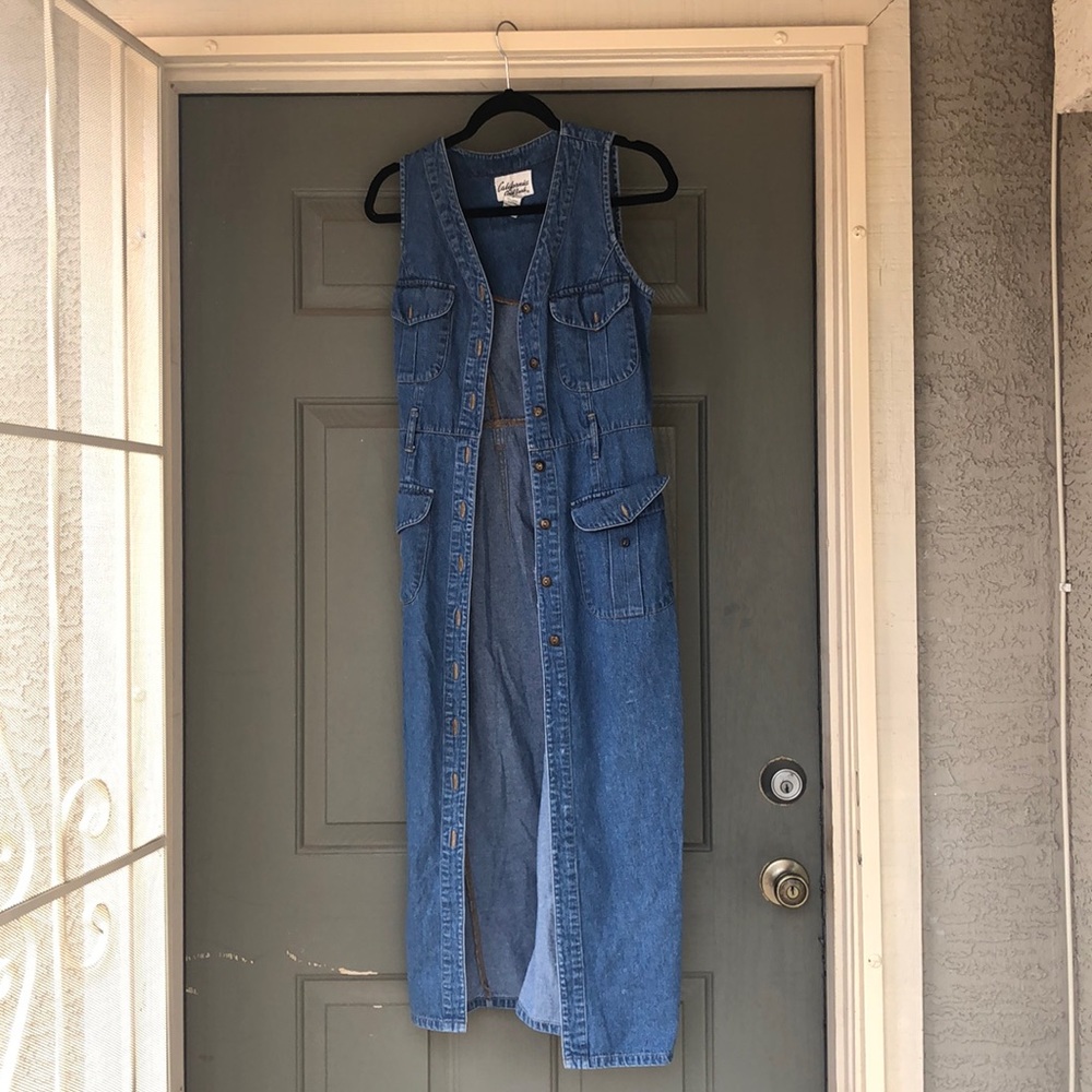 Vintage California Gold Rush denim dress cover.